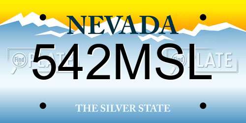 542MSL Nevada License Plate