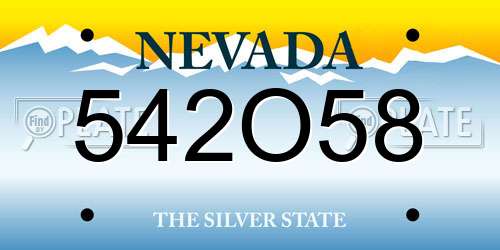 542O58 Nevada License Plate