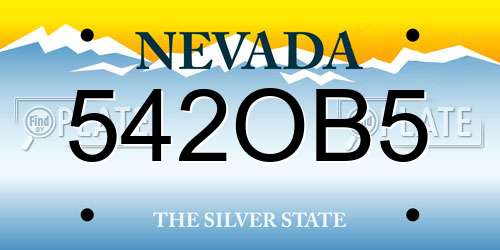 542OB5 Nevada License Plate