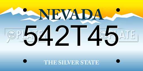 542T45 Nevada License Plate