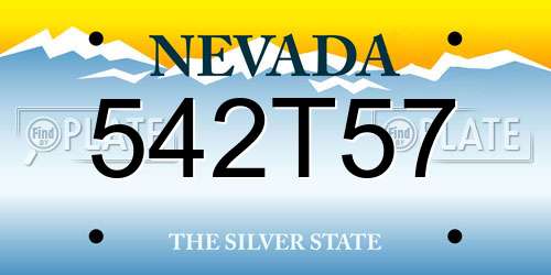 542T57 Nevada License Plate