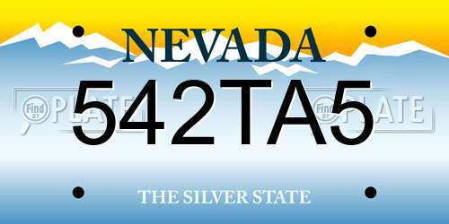 542TA5 Nevada License Plate