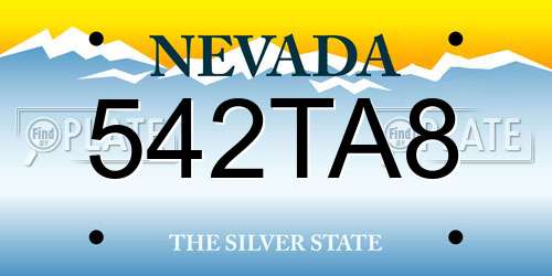 542TA8 Nevada License Plate