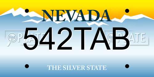 542TAB Nevada License Plate