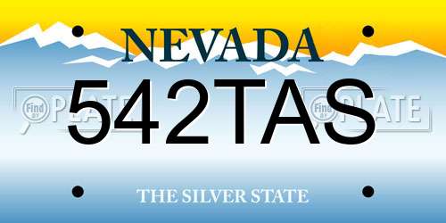 542TAS Nevada License Plate