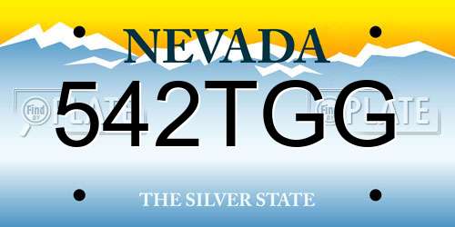 542TGG Nevada License Plate
