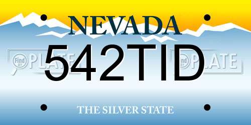 542TID Nevada License Plate