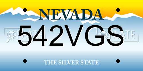 542VGS Nevada License Plate