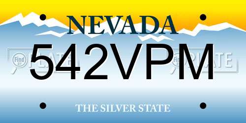 542VPM Nevada License Plate