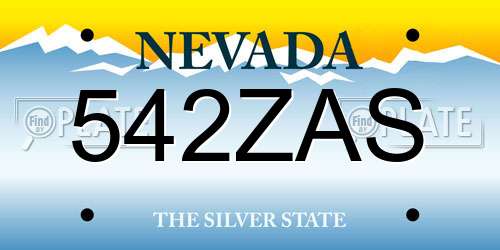 542ZAS Nevada License Plate