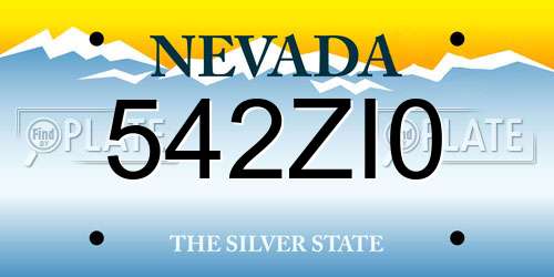 542ZI0 Nevada License Plate
