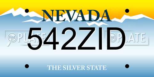 542ZID Nevada License Plate