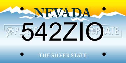 542ZIO Nevada License Plate