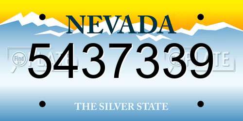 5437339 Nevada License Plate