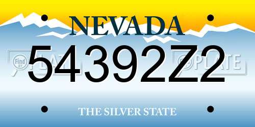 54392Z2 Nevada License Plate