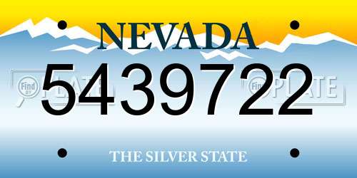 5439722 Nevada License Plate