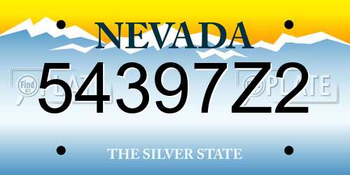 54397Z2 Nevada License Plate