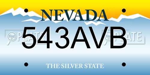 543AVB Nevada License Plate