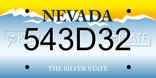 543D32 Nevada License Plate