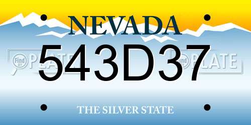 543D37 Nevada License Plate