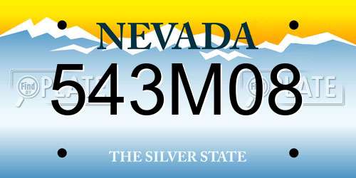 543M08 Nevada License Plate