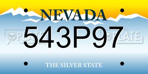 543P97 Nevada License Plate