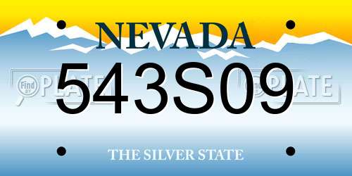 543S09 Nevada License Plate