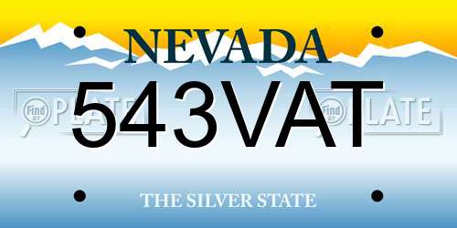 543VAT Nevada License Plate