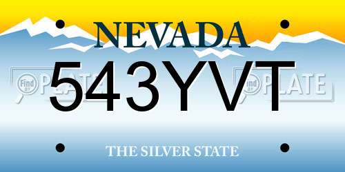 543YVT Nevada License Plate
