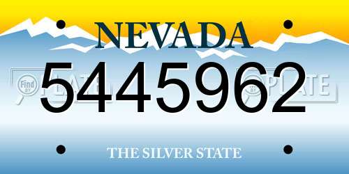 5445962 Nevada License Plate