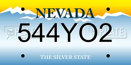 544YO2 Nevada License Plate
