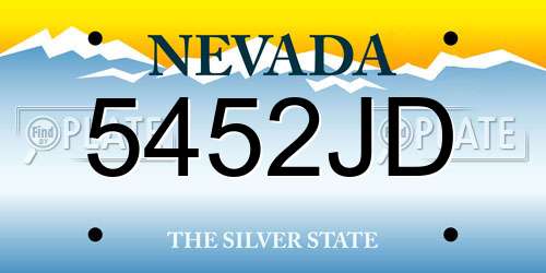 5452JD Nevada License Plate