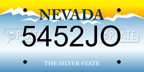 5452JO Nevada License Plate