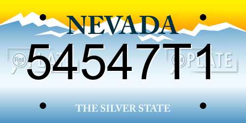54547T1 Nevada License Plate
