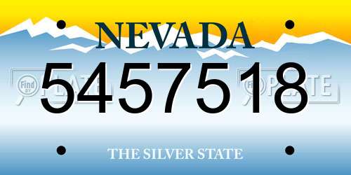5457518 Nevada License Plate