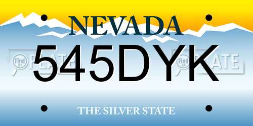 545DYK Nevada License Plate