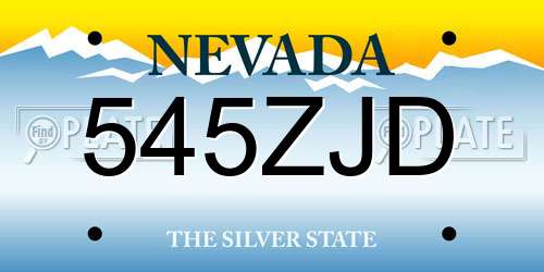 545ZJD Nevada License Plate