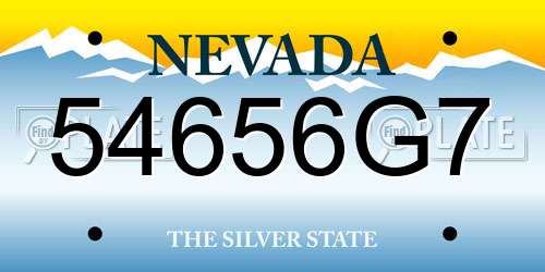54656G7 Nevada License Plate