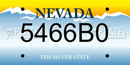 5466B0 Nevada License Plate