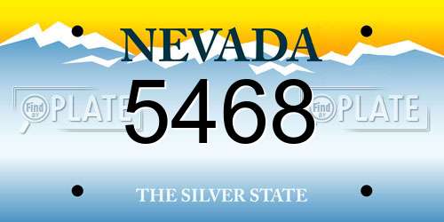 5468 Nevada License Plate
