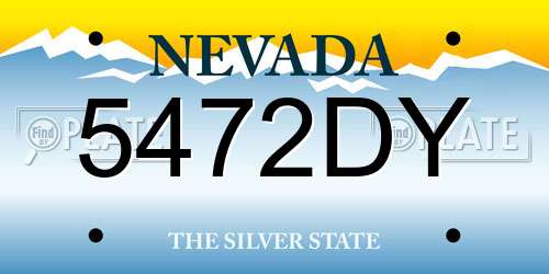 5472DY Nevada License Plate