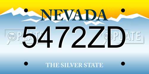 5472ZD Nevada License Plate