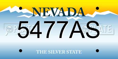 5477AS Nevada License Plate