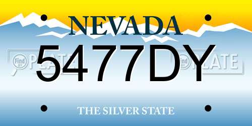5477DY Nevada License Plate