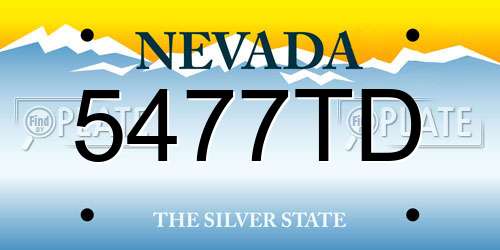 5477TD Nevada License Plate