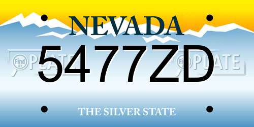 5477ZD Nevada License Plate