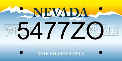 5477ZO Nevada License Plate