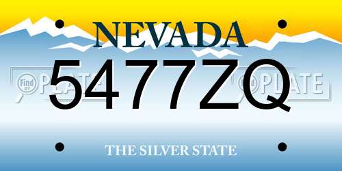 5477ZQ Nevada License Plate