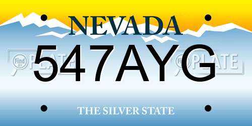 547AYG Nevada License Plate