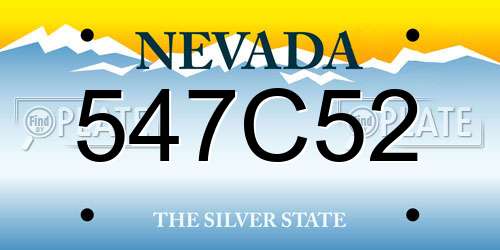 547C52 Nevada License Plate